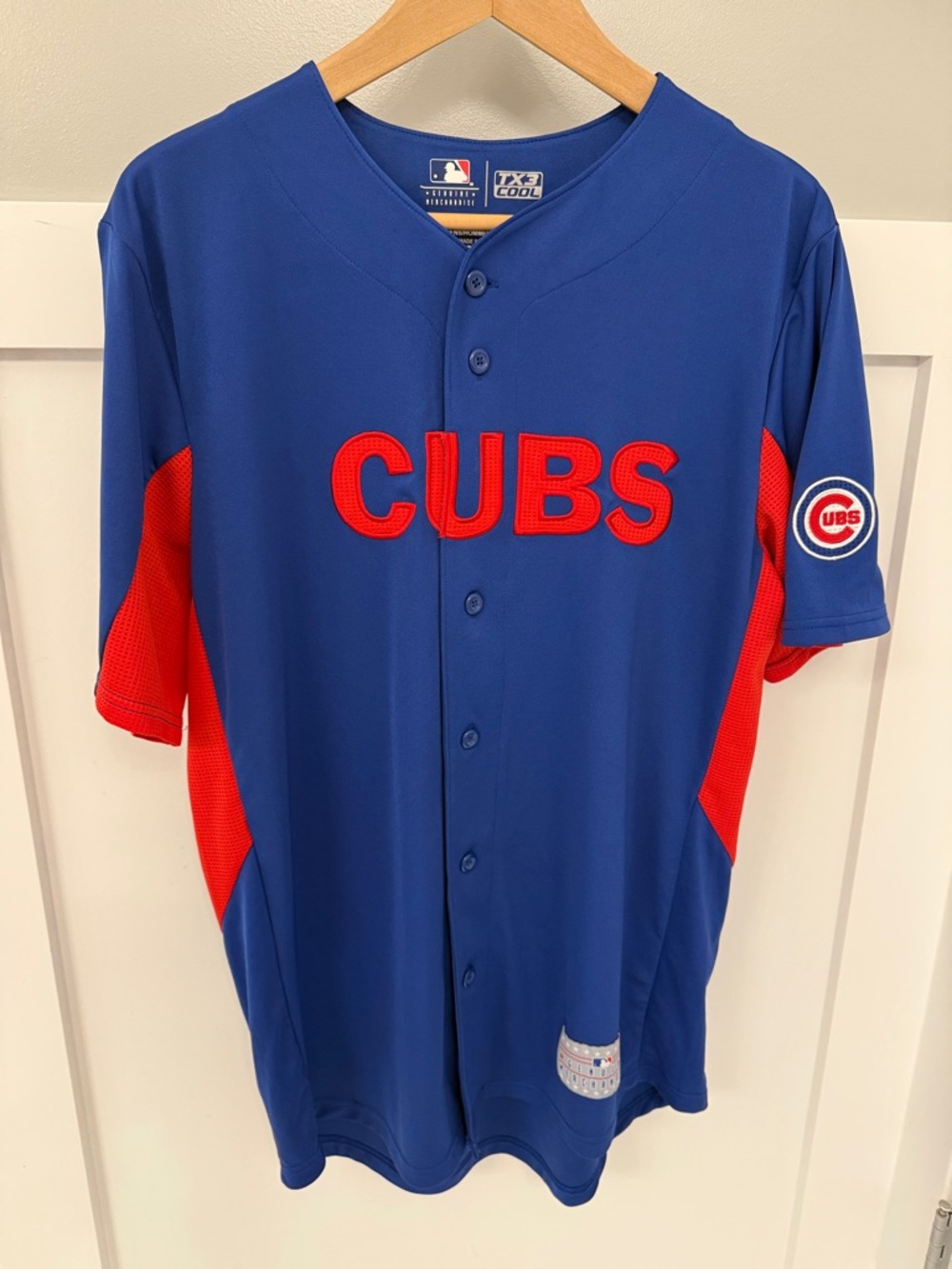 MLB TX3 Cool Chicago Cubs Blue and Red Button-Front Team Jersey